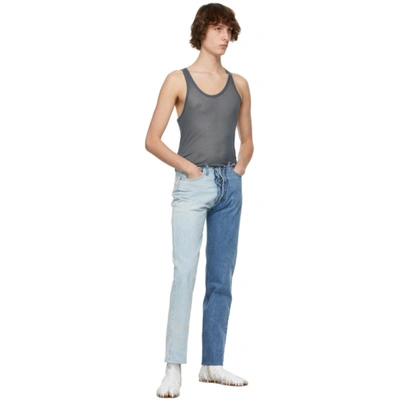 Shop Maison Margiela Blue Spliced Jeans In 965 Two Tones Of Ind
