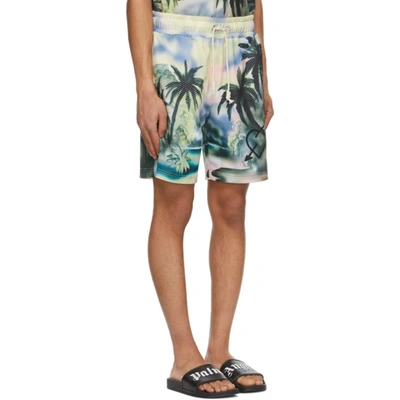 Palm Angels Paradise Print Drawstring Mesh Shorts In Multicolor
