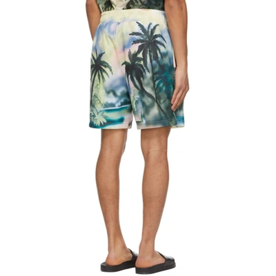 Palm Angels Paradise Print Drawstring Mesh Shorts In Multicolor