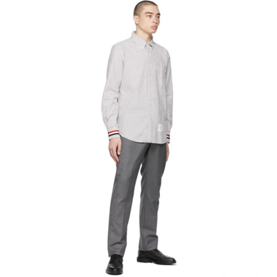 Shop Thom Browne Grey Seersucker Stripe Classic Shirt In 035 Medgrey