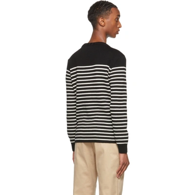 Shop Saint Laurent Black & Off-white Stripe Sweater In 1095 Black/natural