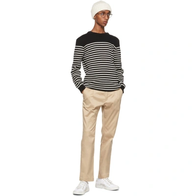 Shop Saint Laurent Black & Off-white Stripe Sweater In 1095 Black/natural