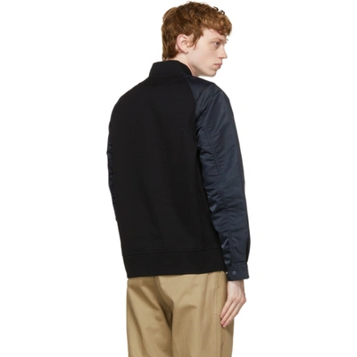 Shop Comme Des Garçons Homme Deux Black & Navy Paneled Bomber Jacket In 1 Navy