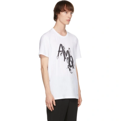 Shop Alexander Mcqueen White Painted Logo T-shirt In 0900 Whitem