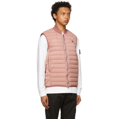 Shop Stone Island Pink Down Loom Woven Chambers Vest In V0086 Roseq