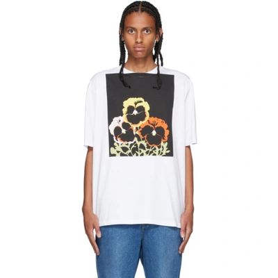 Shop Loewe White & Black Pansy Print T-shirt In 2100 White