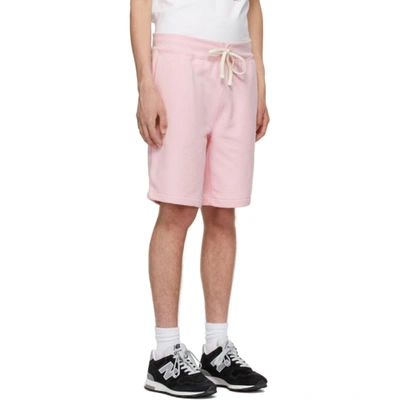 Shop Polo Ralph Lauren Pink Fleece Shorts In Carmel Pink