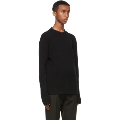 Shop Bottega Veneta Black Cashmere Rib Knit Sweater In 1000 Black