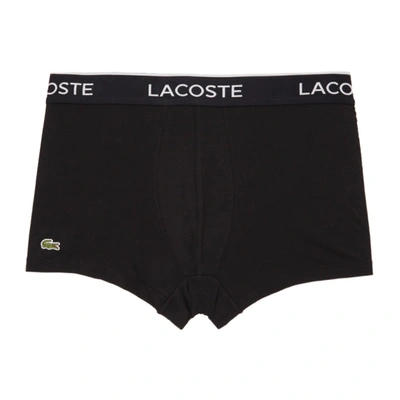 Shop Lacoste Three-pack Black Logo Casual Boxer Briefs In 031 Black