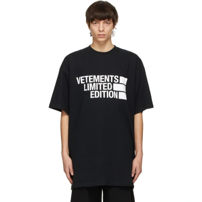 Shop Vetements Black Big Logo 'limited Edition' T-shirt In Black 14619922