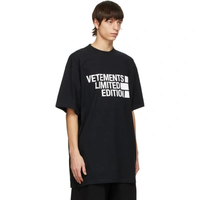 Shop Vetements Black Big Logo 'limited Edition' T-shirt In Black 14619922