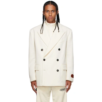 Shop Palm Angels Off-white Missoni Edition Double-breasted Blazer In Off White
