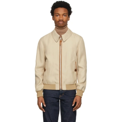 Shop Tom Ford Beige Viscose Blouson Jacket In M01 Champag