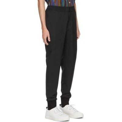 Shop Ps By Paul Smith Black Wool Drawstring Trousers In 79 Black