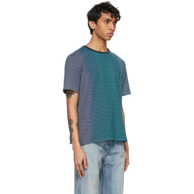 Shop Saint Laurent Blue Tie-dye Stripe Monogramme T-shirt In 1051 Bkblgr