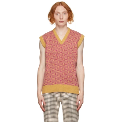 Marni V-neck Geometric-jacquard Wool Sleeveless Sweater In Jqy16 Vanil