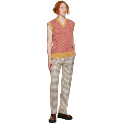 Marni V-neck Geometric-jacquard Wool Sleeveless Sweater In Jqy16 Vanil
