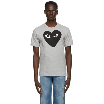 Shop Comme Des Garçons Play Grey & Black Big Heart T-shirt In 1 Grey