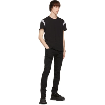 Shop Alexander Mcqueen Black Paneled T-shirt In 0901 Black/mix