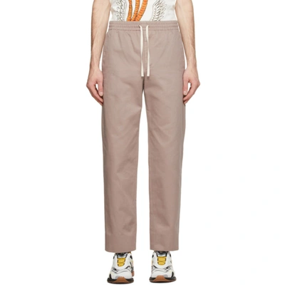 Shop Gucci Taupe Cotton Vintage Logo Trousers In 9169 Oatmeal/mix