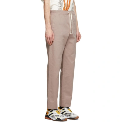 Shop Gucci Taupe Cotton Vintage Logo Trousers In 9169 Oatmeal/mix
