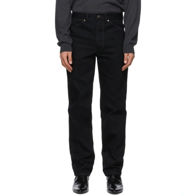 Shop Lemaire Black Tapered 5 Pocket Jeans In 999 Black