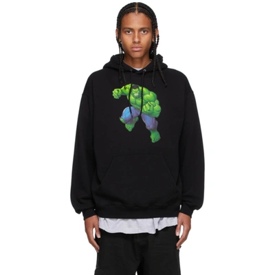 Shop Balenciaga Black Medium Fit Hulk Hoodie In 1000 Black