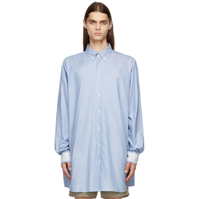Shop Maison Margiela Blue Organic Décortiqué Oxford Shirt In 471 Light Blue