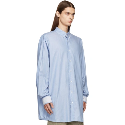 Shop Maison Margiela Blue Organic Décortiqué Oxford Shirt In 471 Light Blue