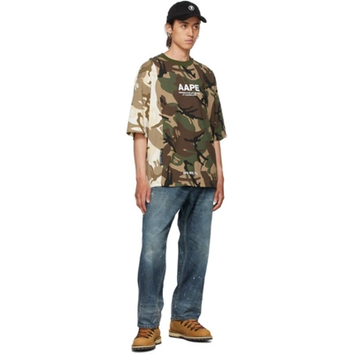 Shop Aape By A Bathing Ape Green & Beige Camo T-shirt In Grz Green (multi)