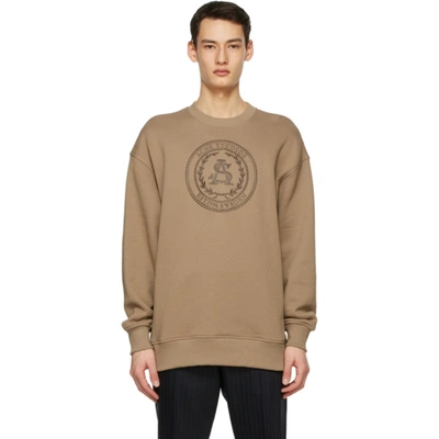 Shop Acne Studios Brown Oversized Embroidered Sweatshirt In Light Brown