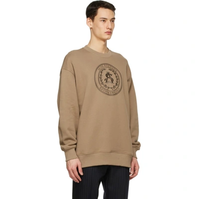 Shop Acne Studios Brown Oversized Embroidered Sweatshirt In Light Brown