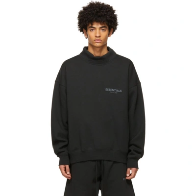 Shop Essentials Black Pullover Mock Neck Sweatshirt