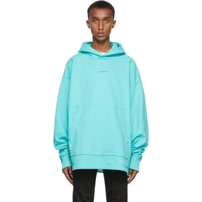 Shop Acne Studios Green Logo Hoodie In Jade Green