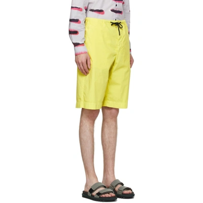 Shop Dries Van Noten Yellow Poplin Shorts In 201 Lime