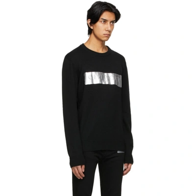 Shop Givenchy Black & Silver Latex Band Sweater In 008-black/s