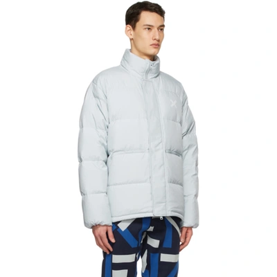 Shop Kenzo Grey Down Sport 'little X' Puffer Jacket In 93 Pale Grey