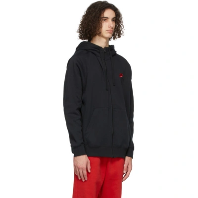 Shop Nike Black & Red Sportswear Club Full-zip Hoodie In Black/red