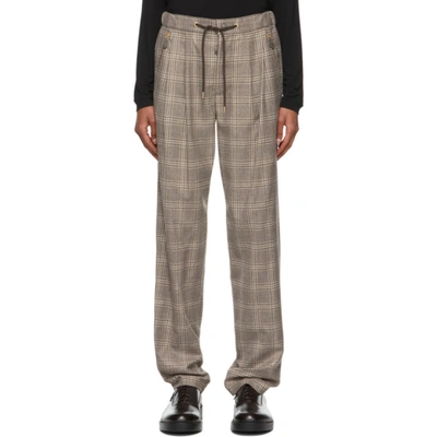 Giorgio Armani Brown Wool Micro Houndstooth Motif Pants In F6au Brown