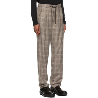 Giorgio Armani Brown Wool Micro Houndstooth Motif Pants In F6au Brown