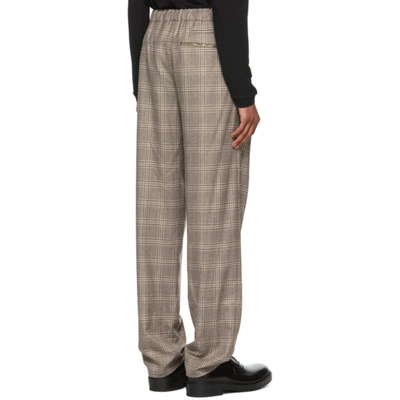 Giorgio Armani Brown Wool Micro Houndstooth Motif Pants In F6au Brown