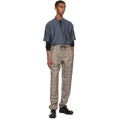 Giorgio Armani Brown Wool Micro Houndstooth Motif Pants In F6au Brown