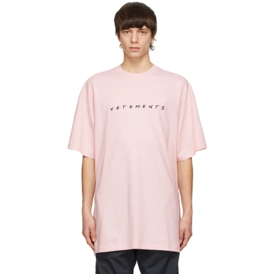 Shop Vetements Pink Friendly Logo T-shirt In Baby Pink 14619864