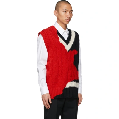 Shop Alexander Mcqueen Black & Red Intarsia Ink Bleeding Vest In 1081 Black/red/ivory