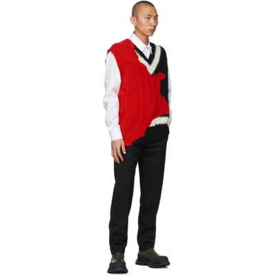 Shop Alexander Mcqueen Black & Red Intarsia Ink Bleeding Vest In 1081 Black/red/ivory