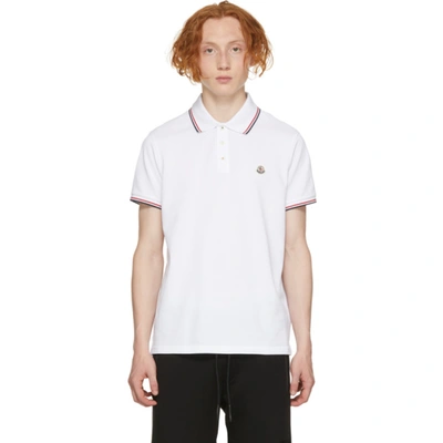 Shop Moncler White Patch Polo In 001 White