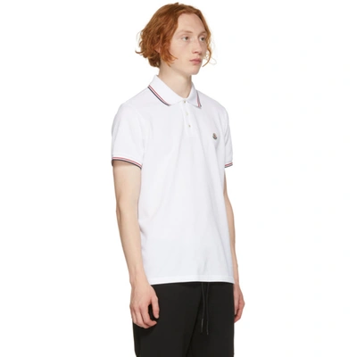 Shop Moncler White Patch Polo In 001 White
