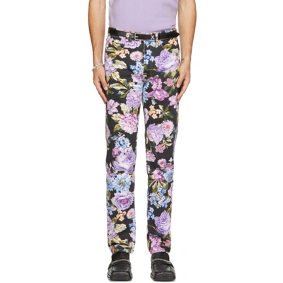 Martine Rose Black & Multicolor Floral Ronnie Jeans | ModeSens