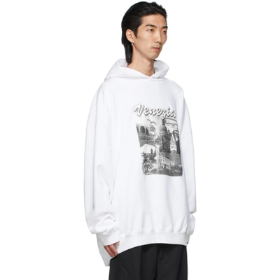 Shop Balenciaga White 'venezia' Large Fit Hoodie In 9094 White/grey