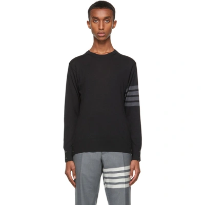 Shop Thom Browne Navy Merino Wool 4-bar Sweater In 001 Black